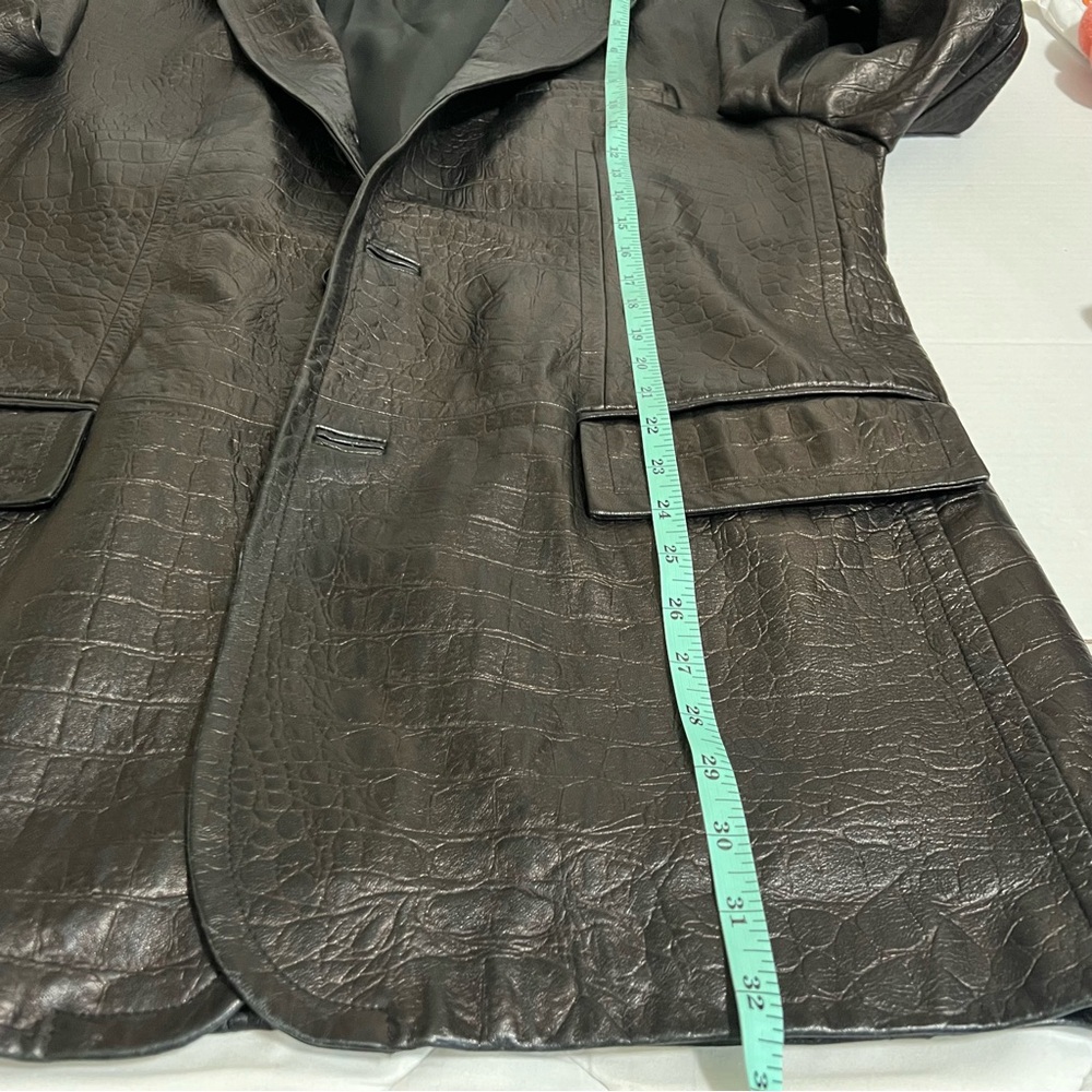 Boss Hugo Boss Leather Crocodile Pattern Brown Blazer - Picture 11 of 12